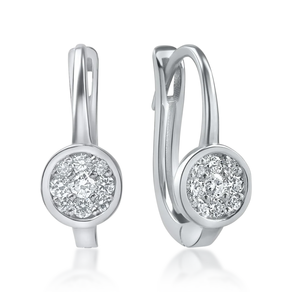 Cercei din aur alb cu diamante de 0.2ct