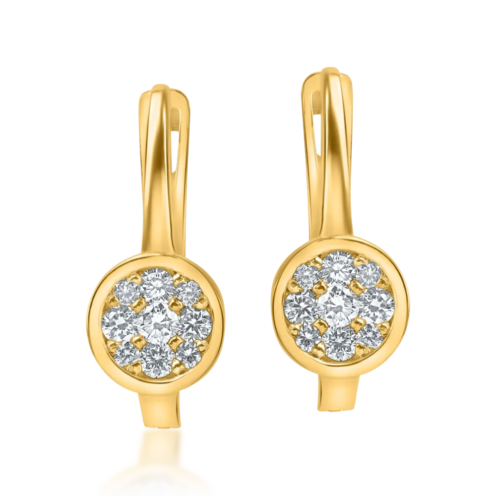 Cercei din aur galben cu diamante de 0.2ct - imagine 2