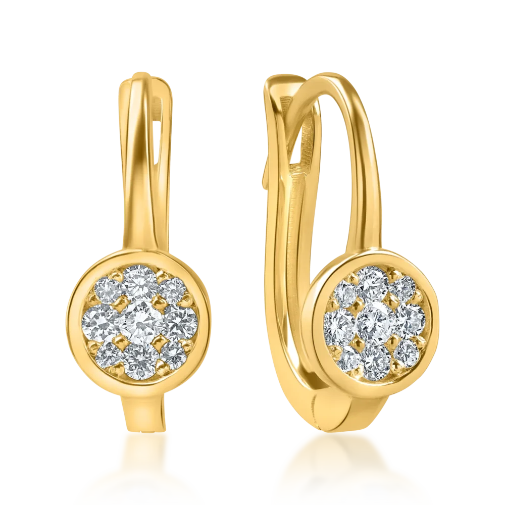 Cercei din aur galben cu diamante de 0.2ct