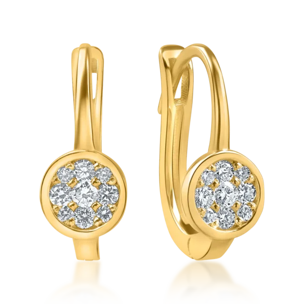 Cercei din aur galben cu diamante de 0.2ct