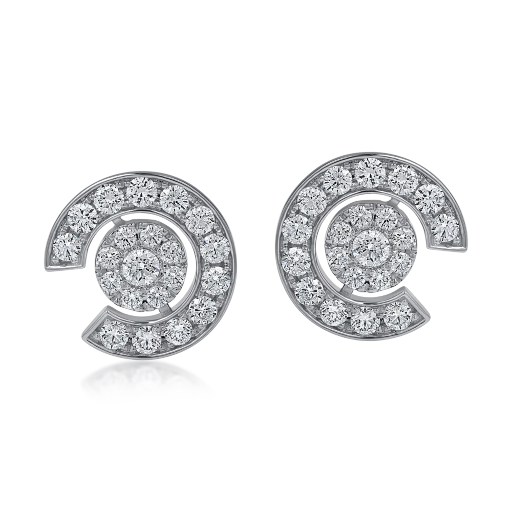 Cercei rotunzi din aur alb cu diamante de 2ct - imagine 2