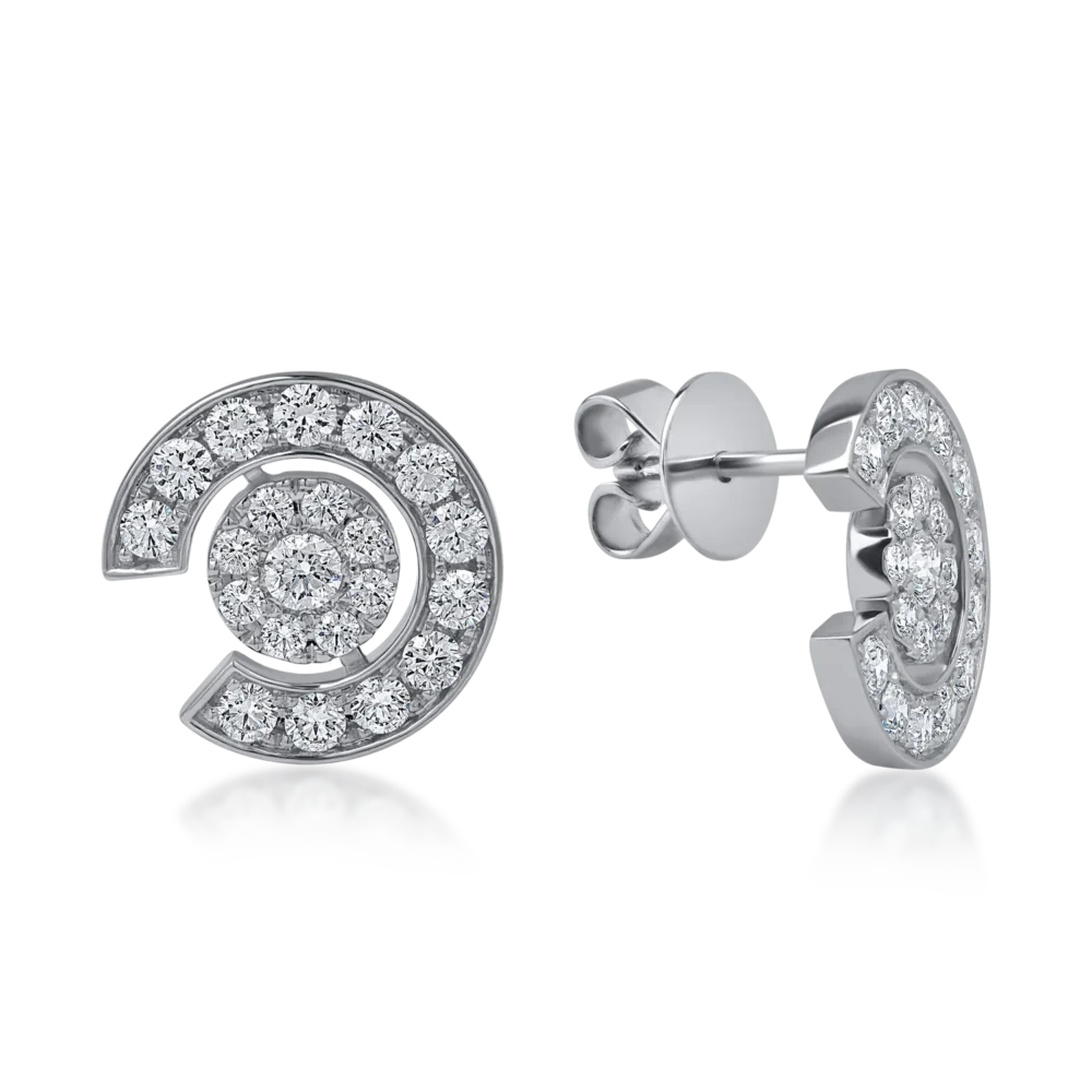 Cercei rotunzi din aur alb cu diamante de 2ct