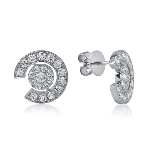 Cercei rotunzi din aur alb cu diamante de 2ct
