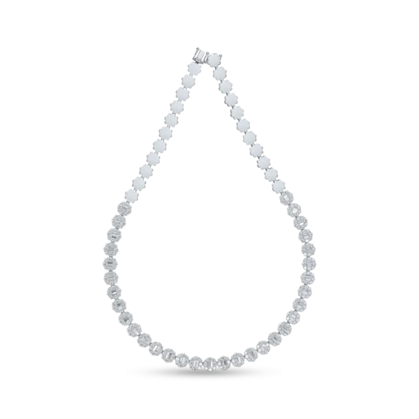 Colier din aur alb cu diamante baguette si rotunde de 11.3ct