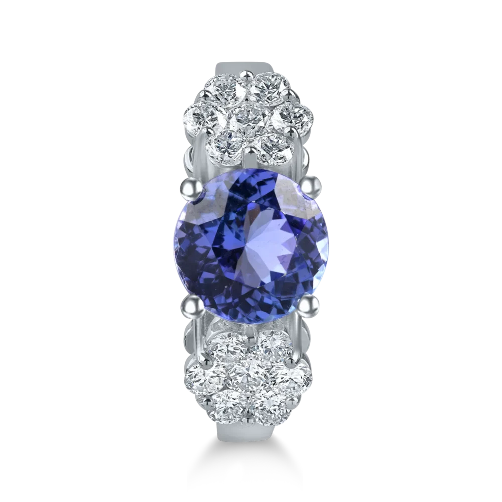 Inel din aur alb cu tanzanit de 2.6ct si diamante de 0.9ct - imagine 2