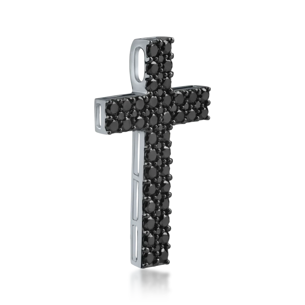 Pandantiv cruce din aur negru cu diamante negre de 1.4ct - imagine 2