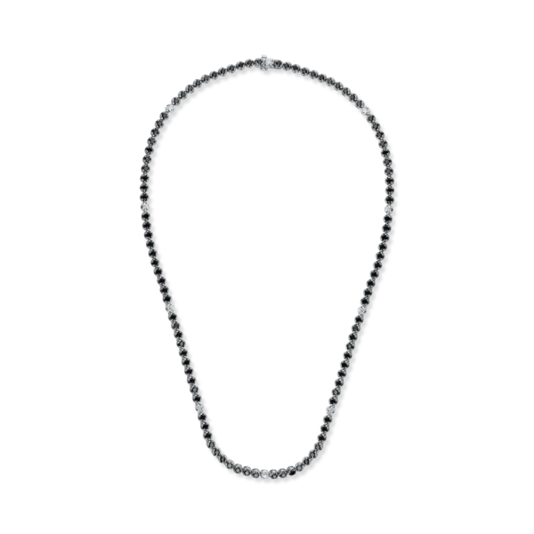 Colier tennis din aur alb-negru cu diamante negre si incolore de 6.1ct