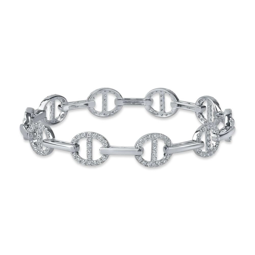 Bratara geometrica din aur alb cu diamante de 1.5ct