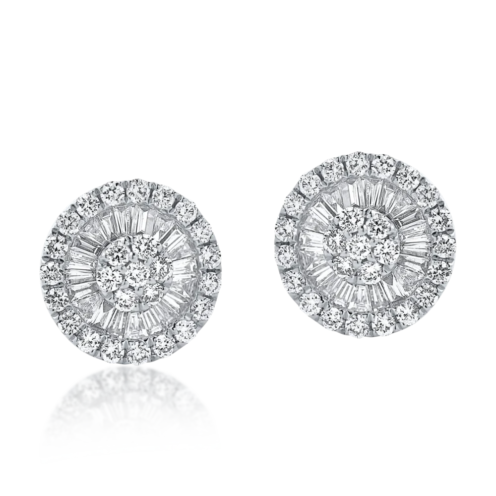 Cercei rotunzi din aur alb cu diamante de 0.9ct - imagine 2