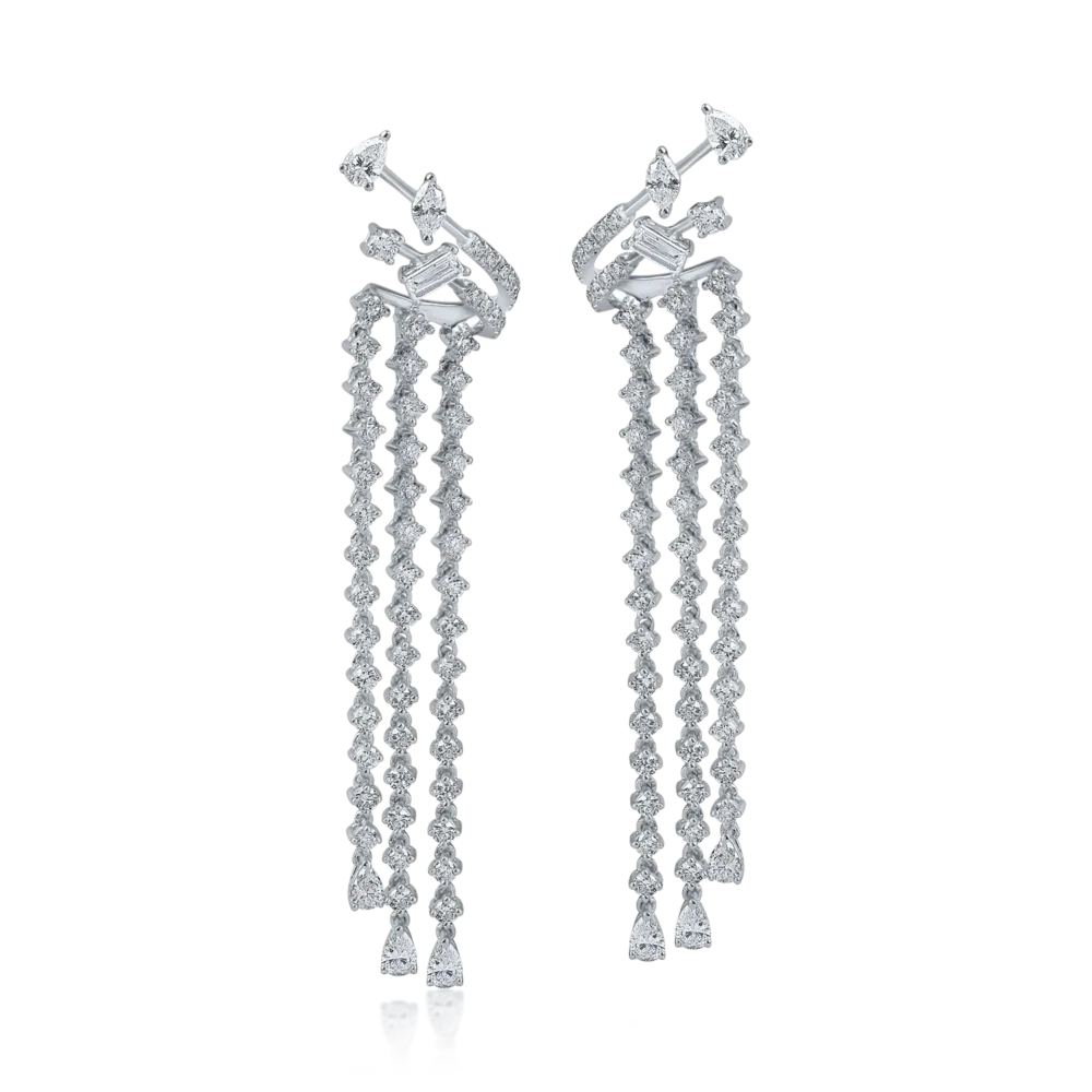 Cercei lungi din aur alb cu diamante de 3.8ct - imagine 2