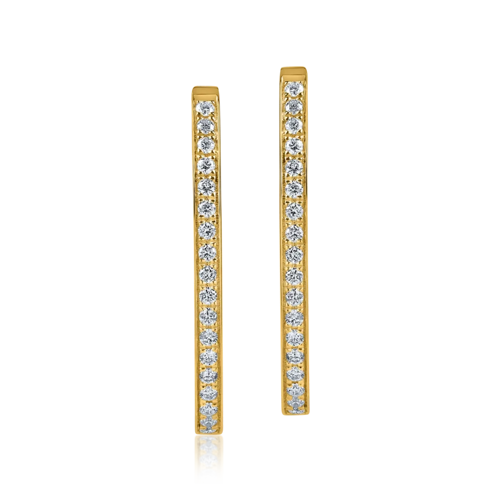 Cercei hoop din aur galben cu diamante de 0.4ct - imagine 2