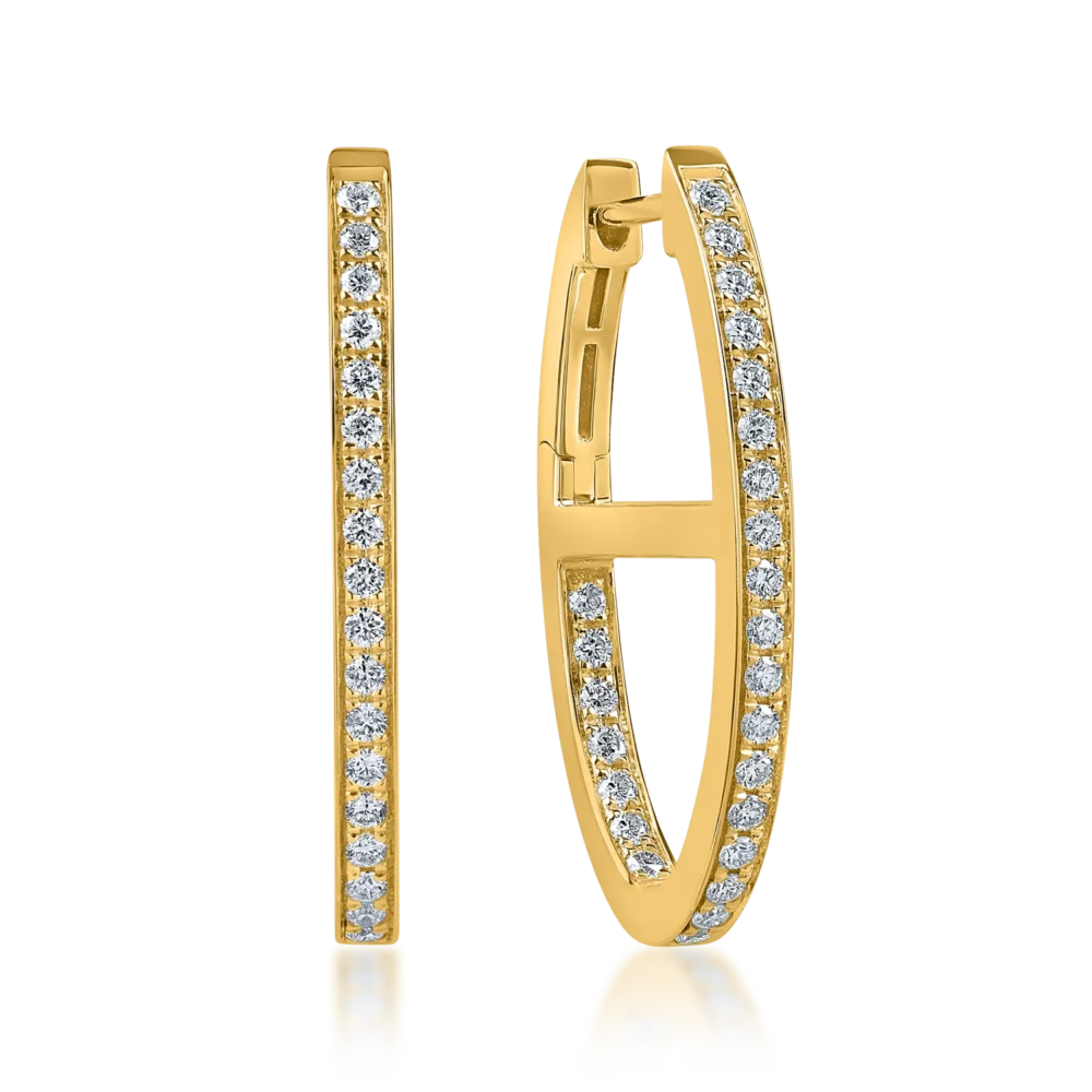 Cercei hoop din aur galben cu diamante de 0.4ct