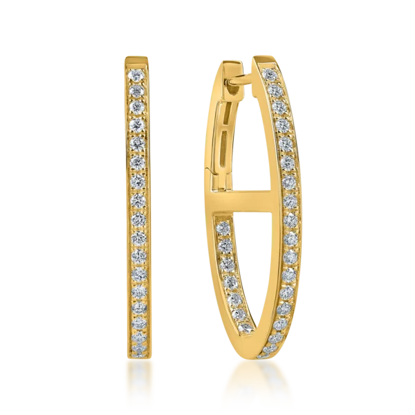 Cercei hoop din aur galben cu diamante de 0.4ct