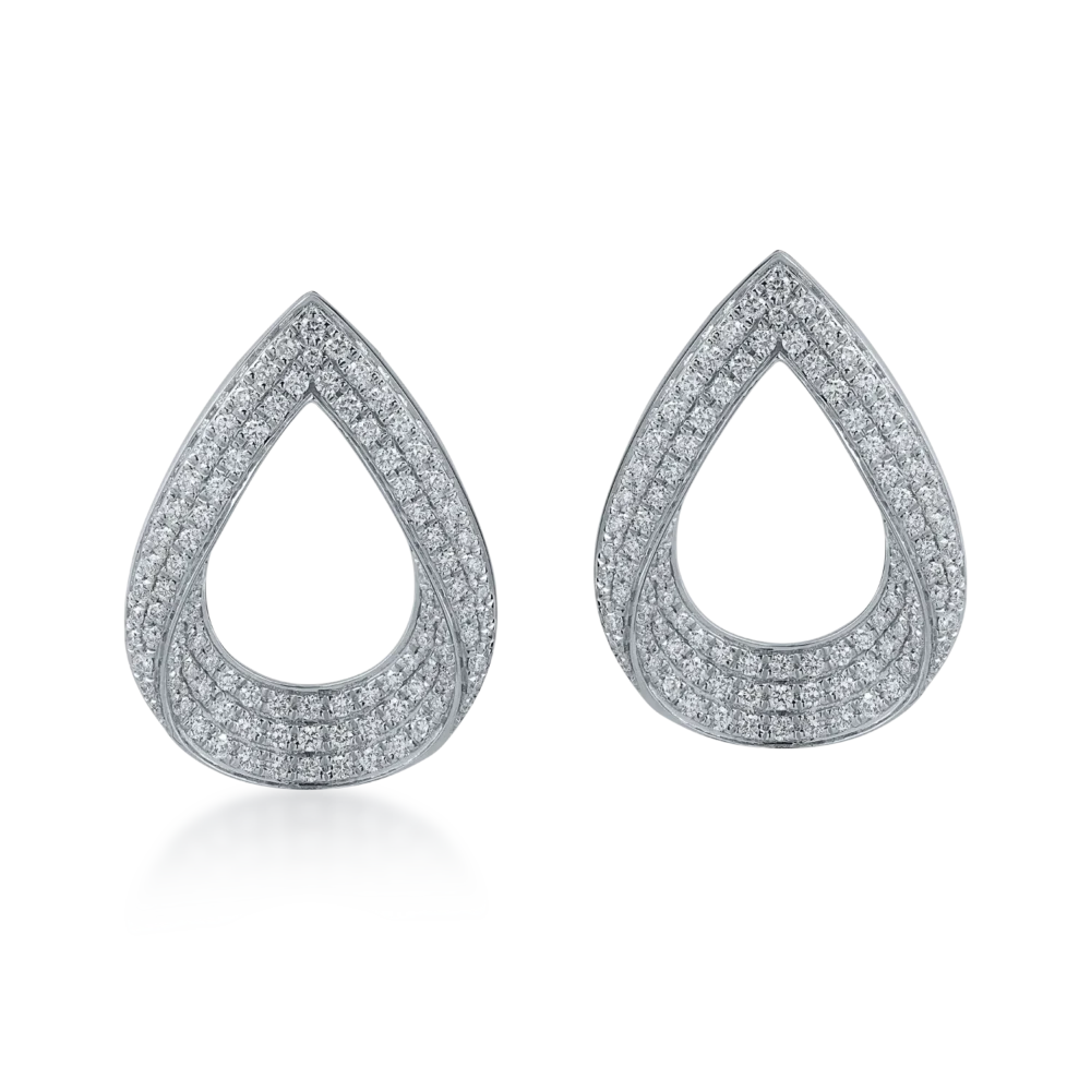Cercei geometrici din aur alb cu diamante de 1.2ct - imagine 2