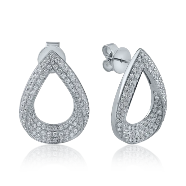 Cercei geometrici din aur alb cu diamante de 1.2ct