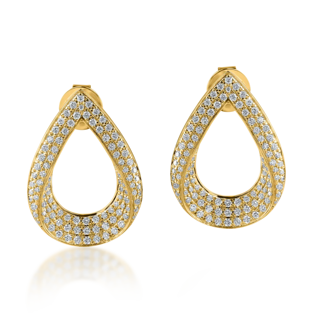 Cercei geometrici din aur galben cu diamante de 1.2ct - imagine 2