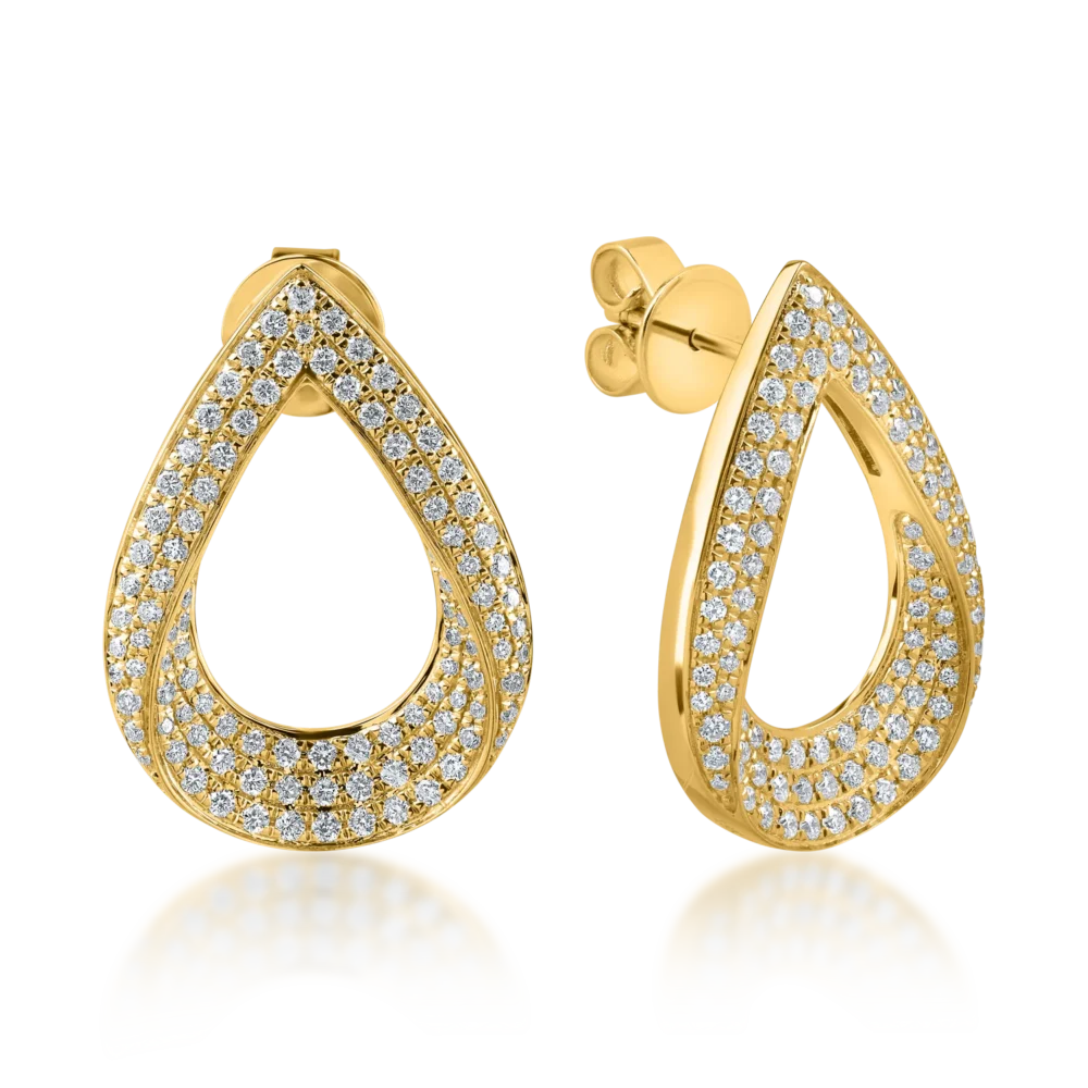 Cercei geometrici din aur galben cu diamante de 1.2ct