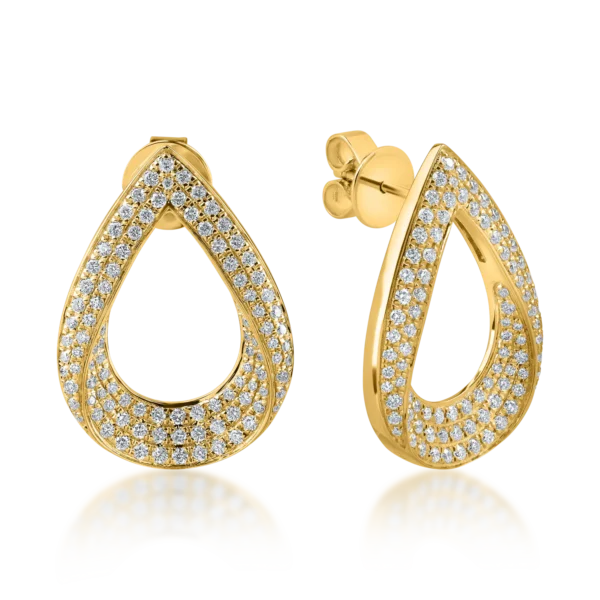 Cercei geometrici din aur galben cu diamante de 1.2ct