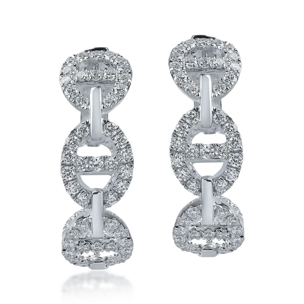 Cercei hoop din aur alb cu diamante de 1ct - imagine 2
