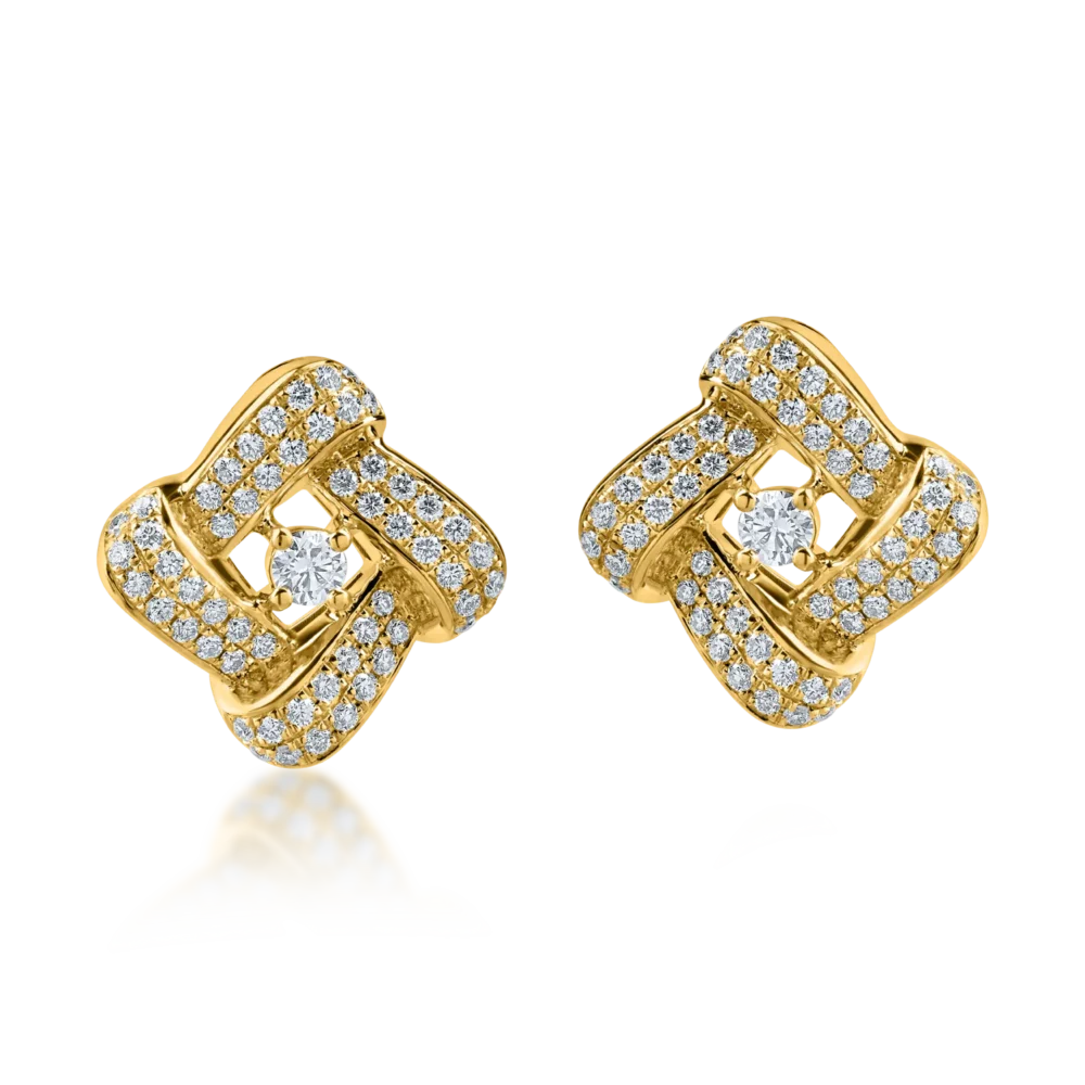 Cercei geometrici din aur alb cu diamante de 0.7ct - imagine 2