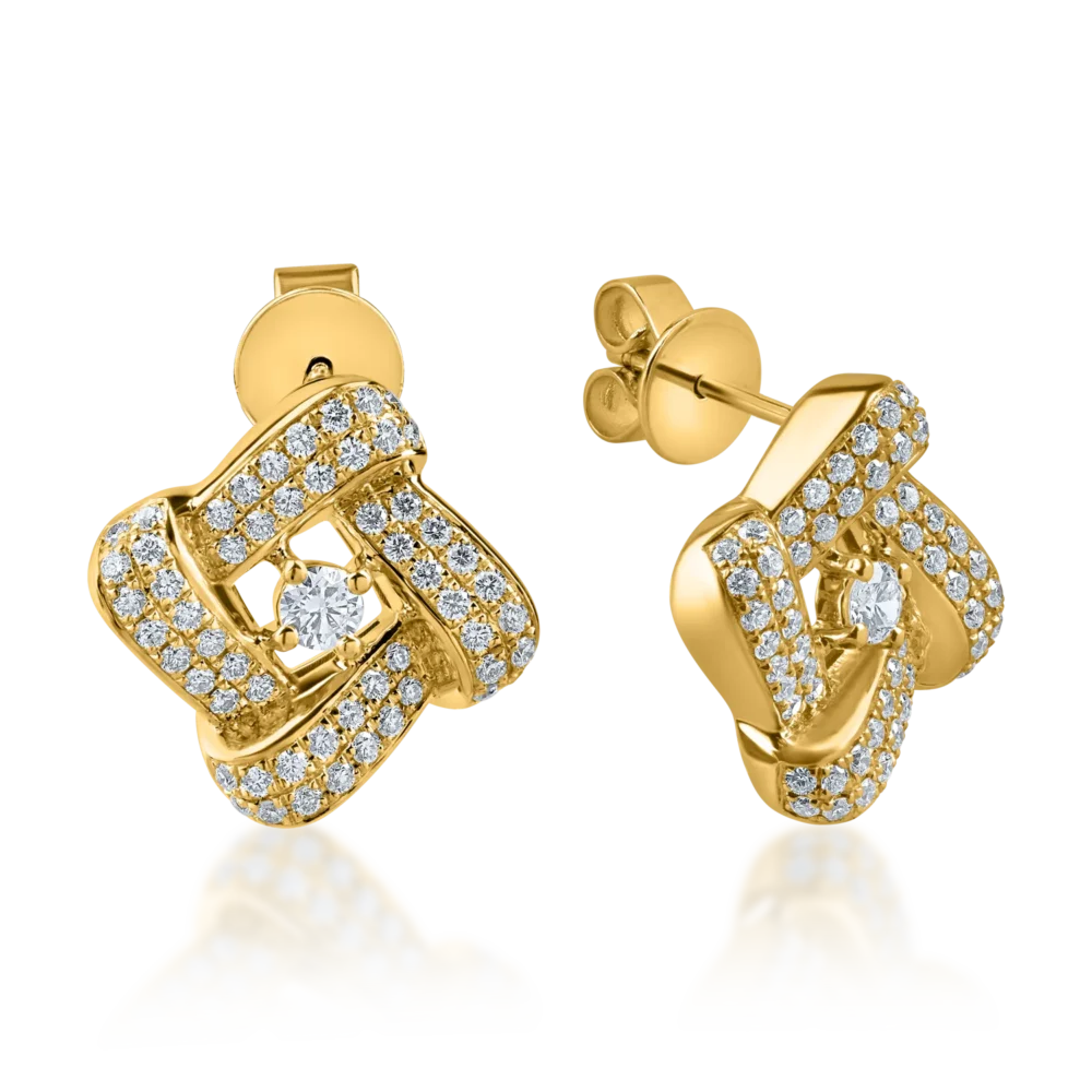 Cercei geometrici din aur alb cu diamante de 0.7ct