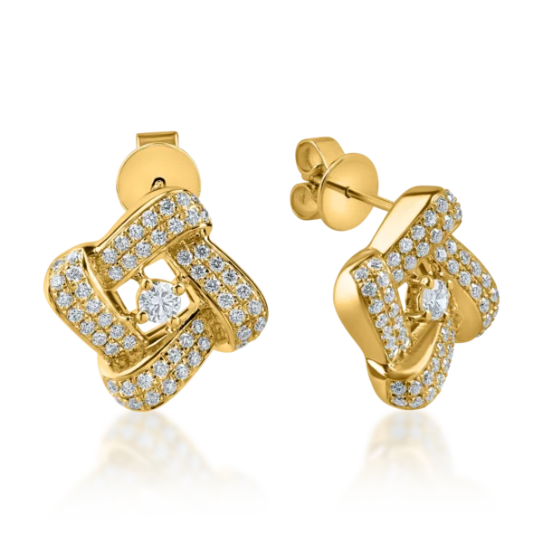 Cercei geometrici din aur alb cu diamante de 0.7ct