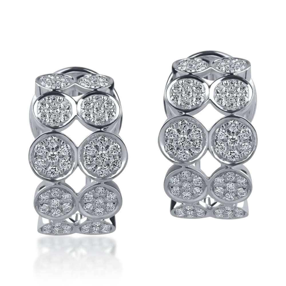 Cercei rotunzi din aur alb cu diamante de 0.6ct - imagine 2