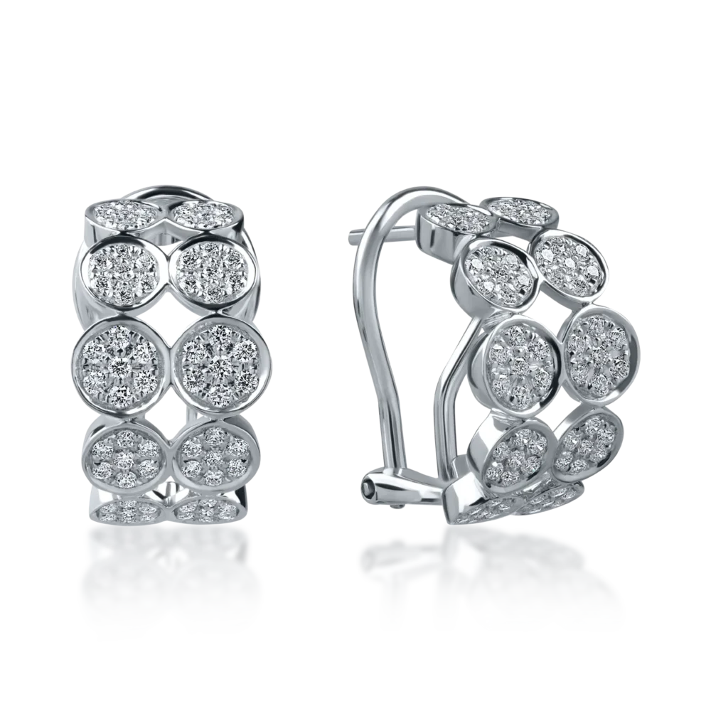 Cercei rotunzi din aur alb cu diamante de 0.6ct