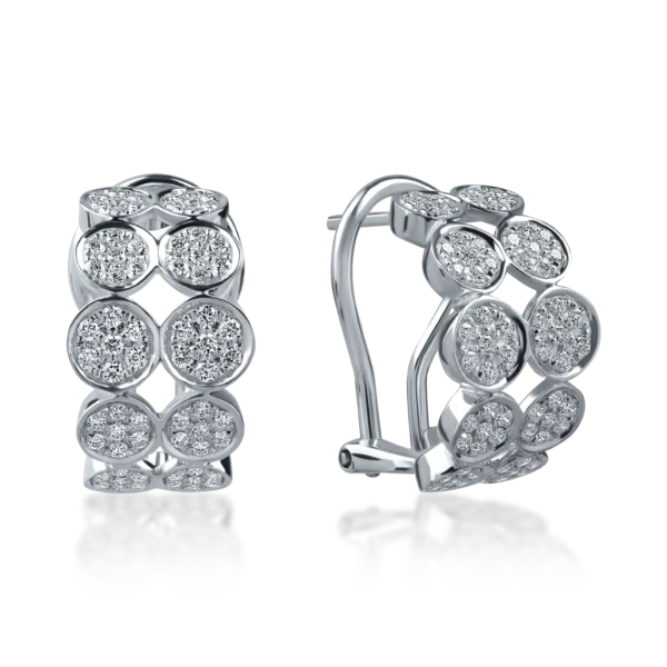 Cercei rotunzi din aur alb cu diamante de 0.6ct