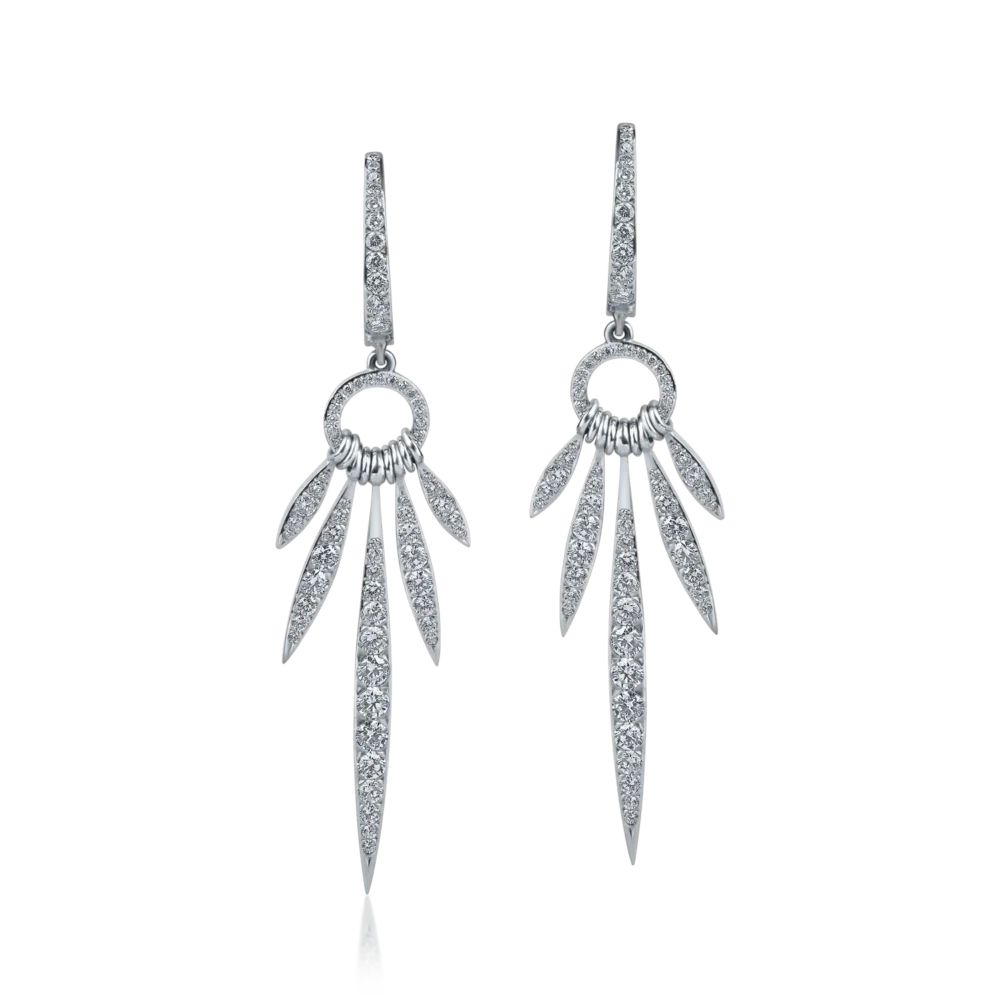 Cercei lungi din aur alb cu diamante de 1.8ct - imagine 2