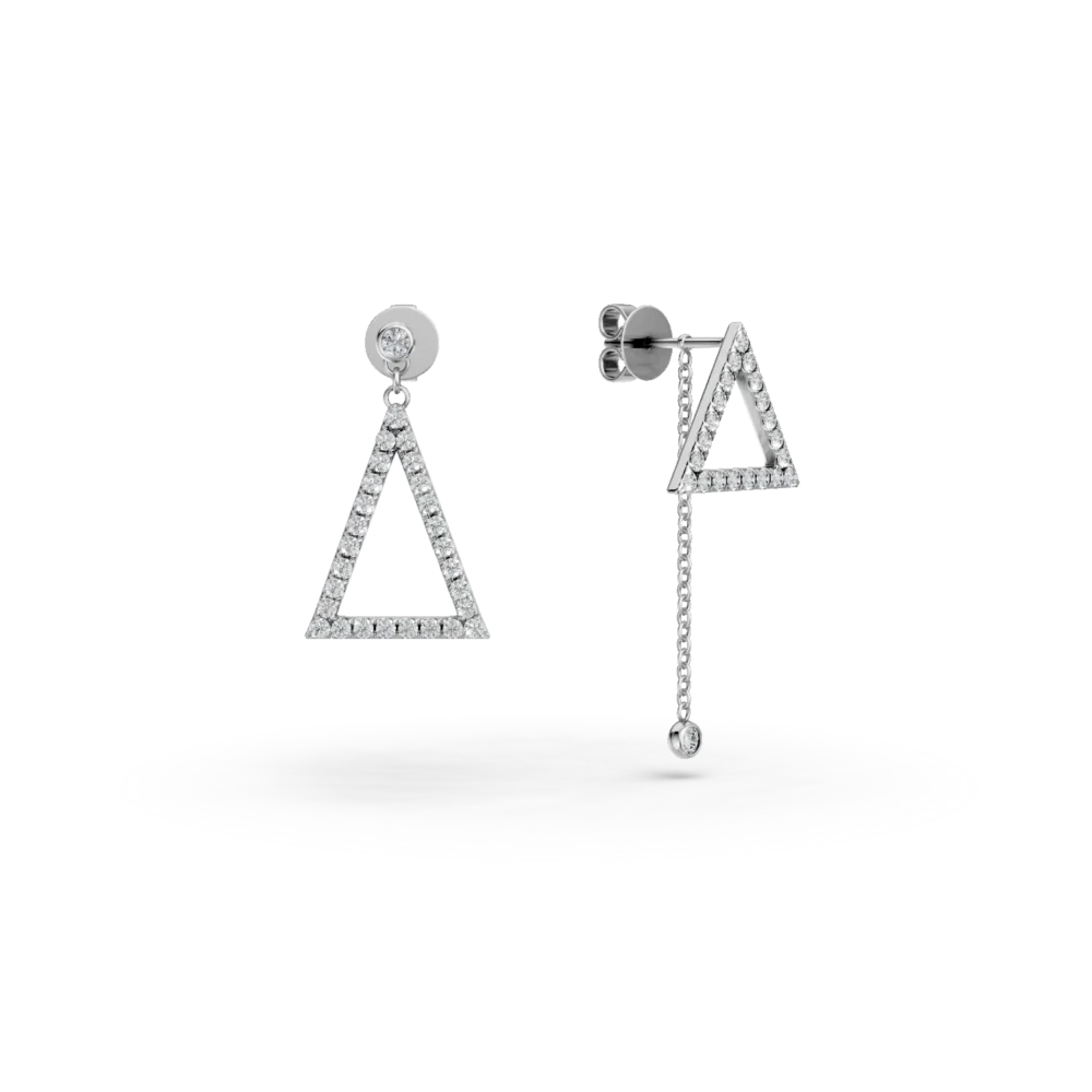 Cercei geometrici din aur alb cu diamante de 0.5ct