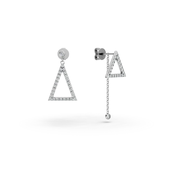 Cercei geometrici din aur alb cu diamante de 0.5ct