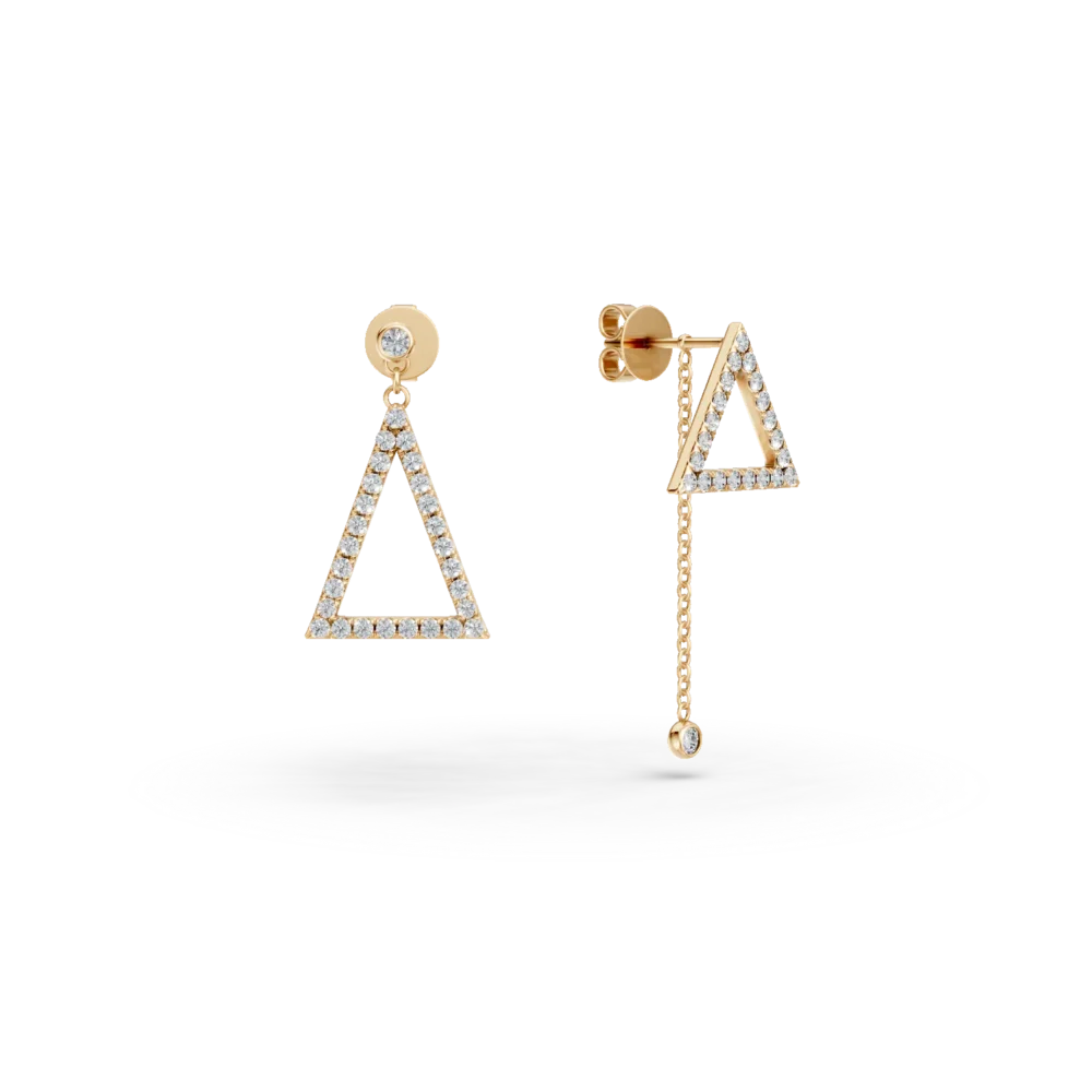 Cercei geometrici din aur galben cu diamante de 0.5ct