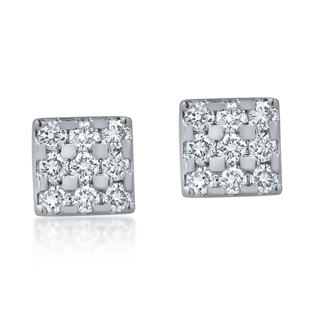 Cercei patrati din aur alb cu diamante de 0.4ct - imagine 2