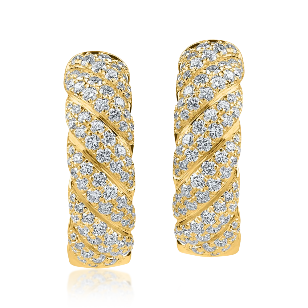 Cercei geometrici din aur galben cu diamante de 1ct - imagine 2