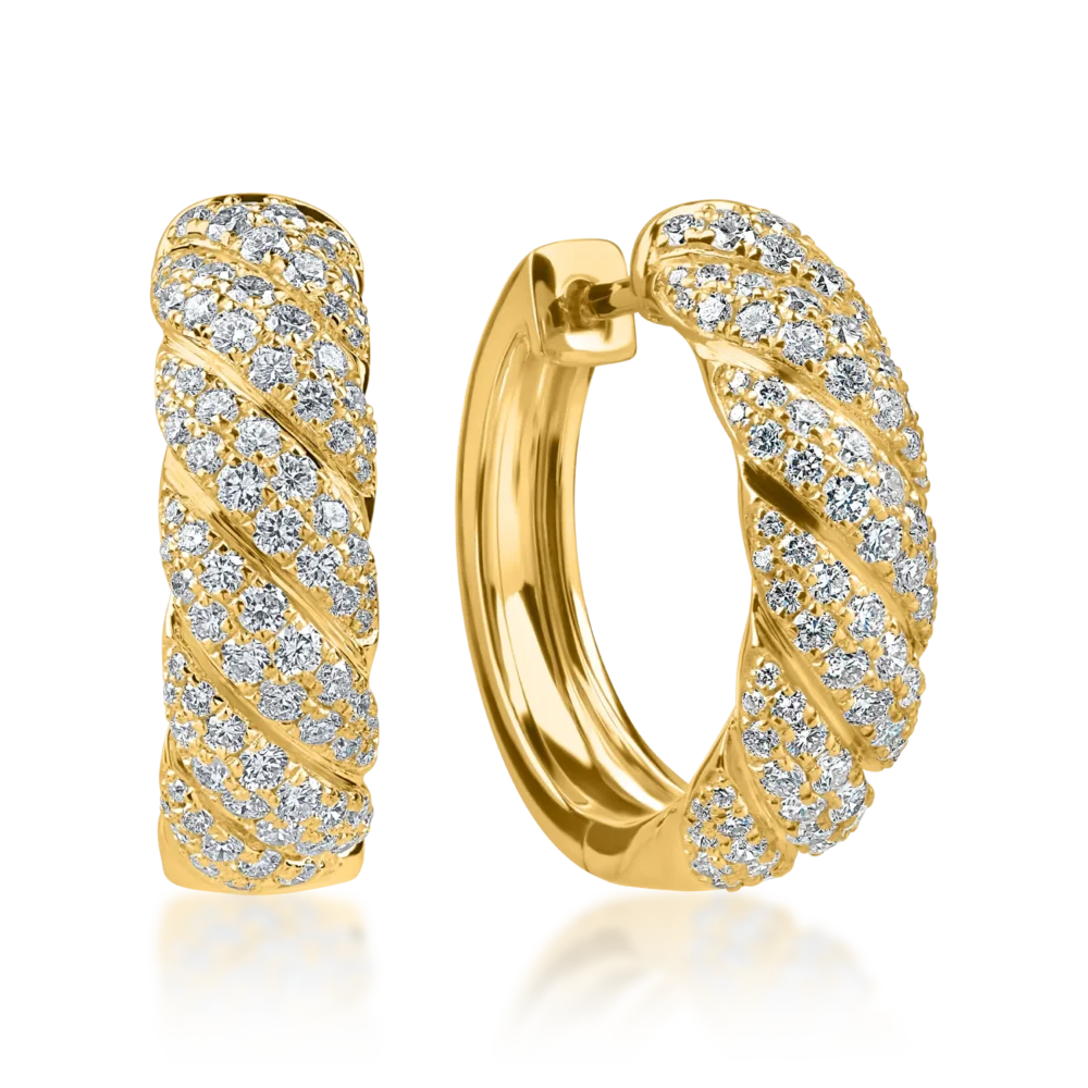 Cercei geometrici din aur galben cu diamante de 1ct