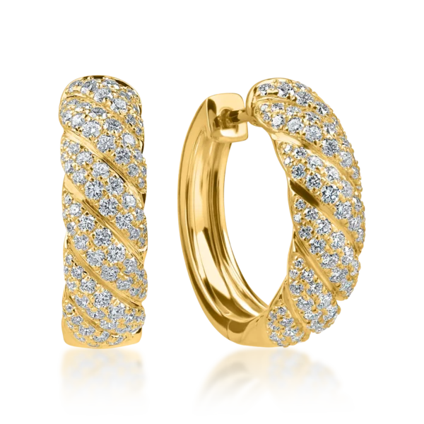 Cercei geometrici din aur galben cu diamante de 1ct