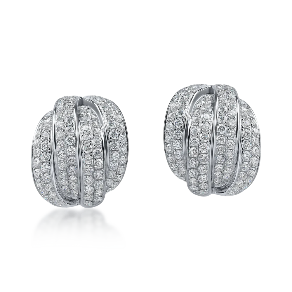 Cercei geometrici din aur alb cu diamante de 2ct - imagine 2