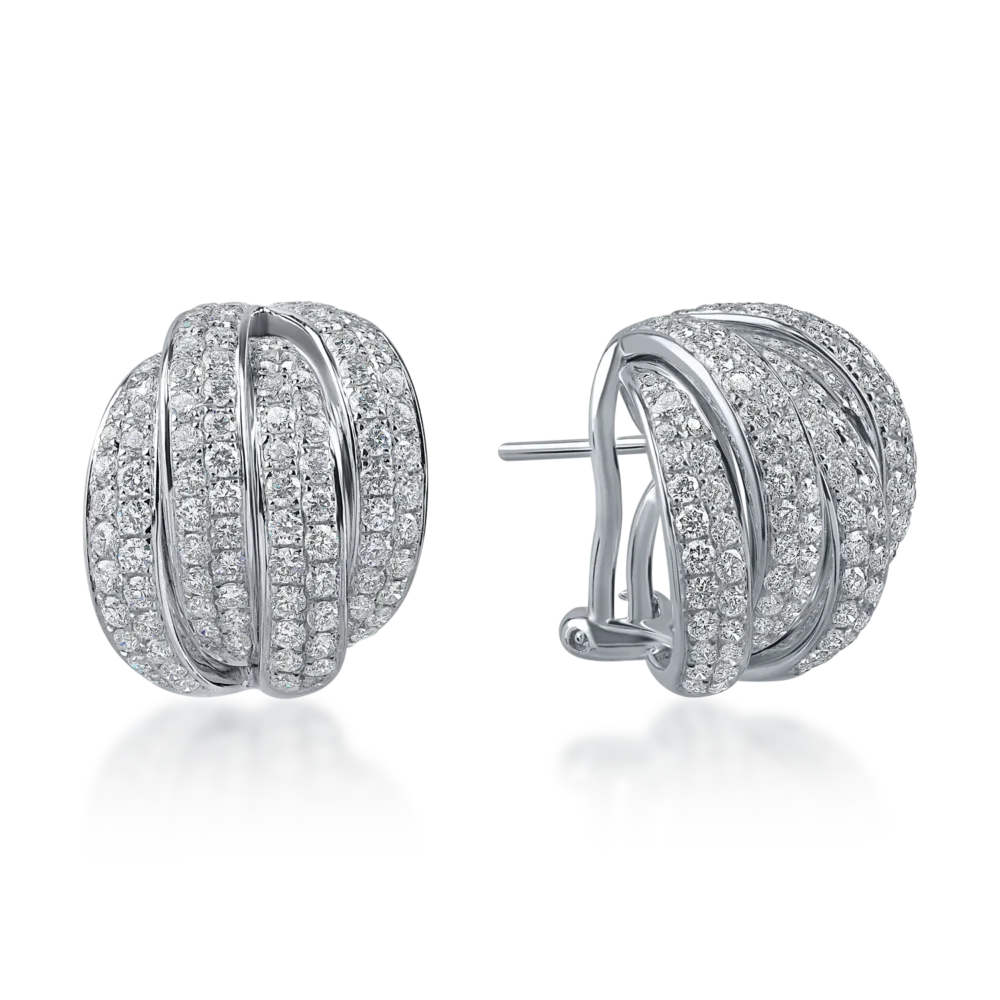 Cercei geometrici din aur alb cu diamante de 2ct