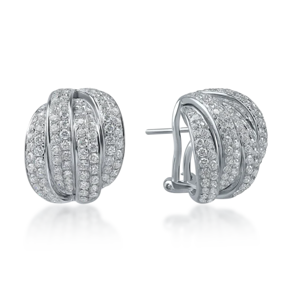 Cercei geometrici din aur alb cu diamante de 2ct