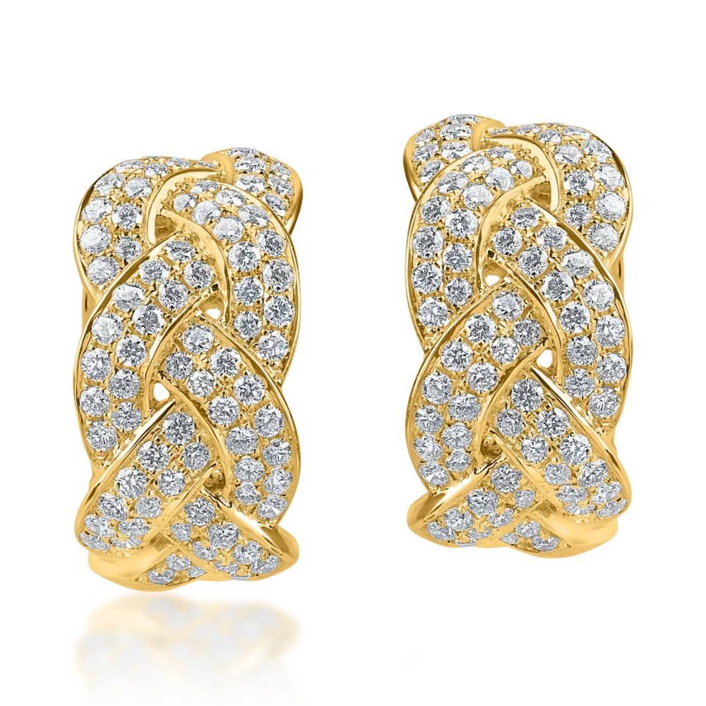 Cercei geometrici din aur galben cu diamante de 1.37ct - imagine 2