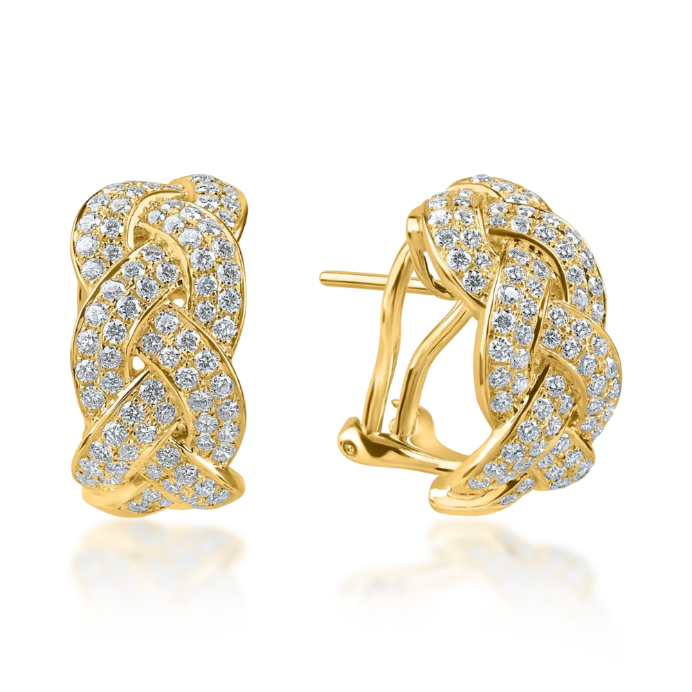 Cercei geometrici din aur galben cu diamante de 1.37ct