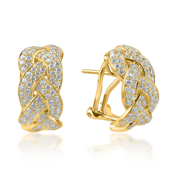 Cercei geometrici din aur galben cu diamante de 1.37ct