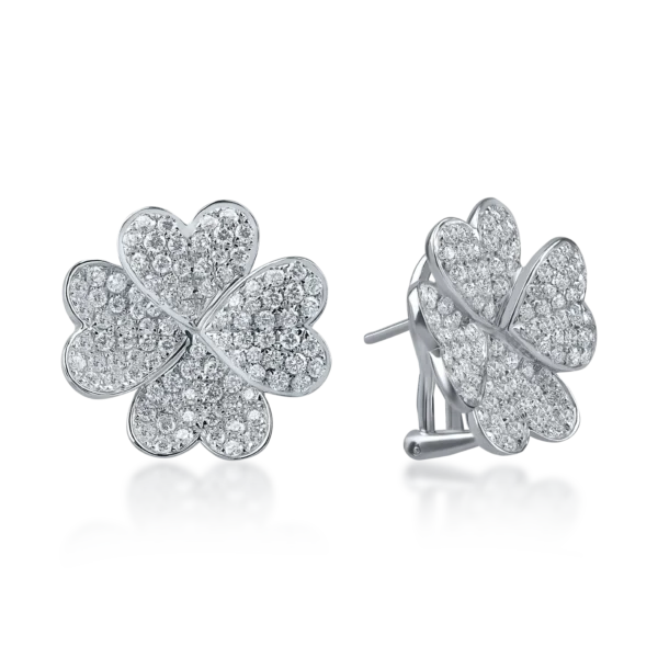 Cercei floare din aur alb cu diamante de 1.7ct