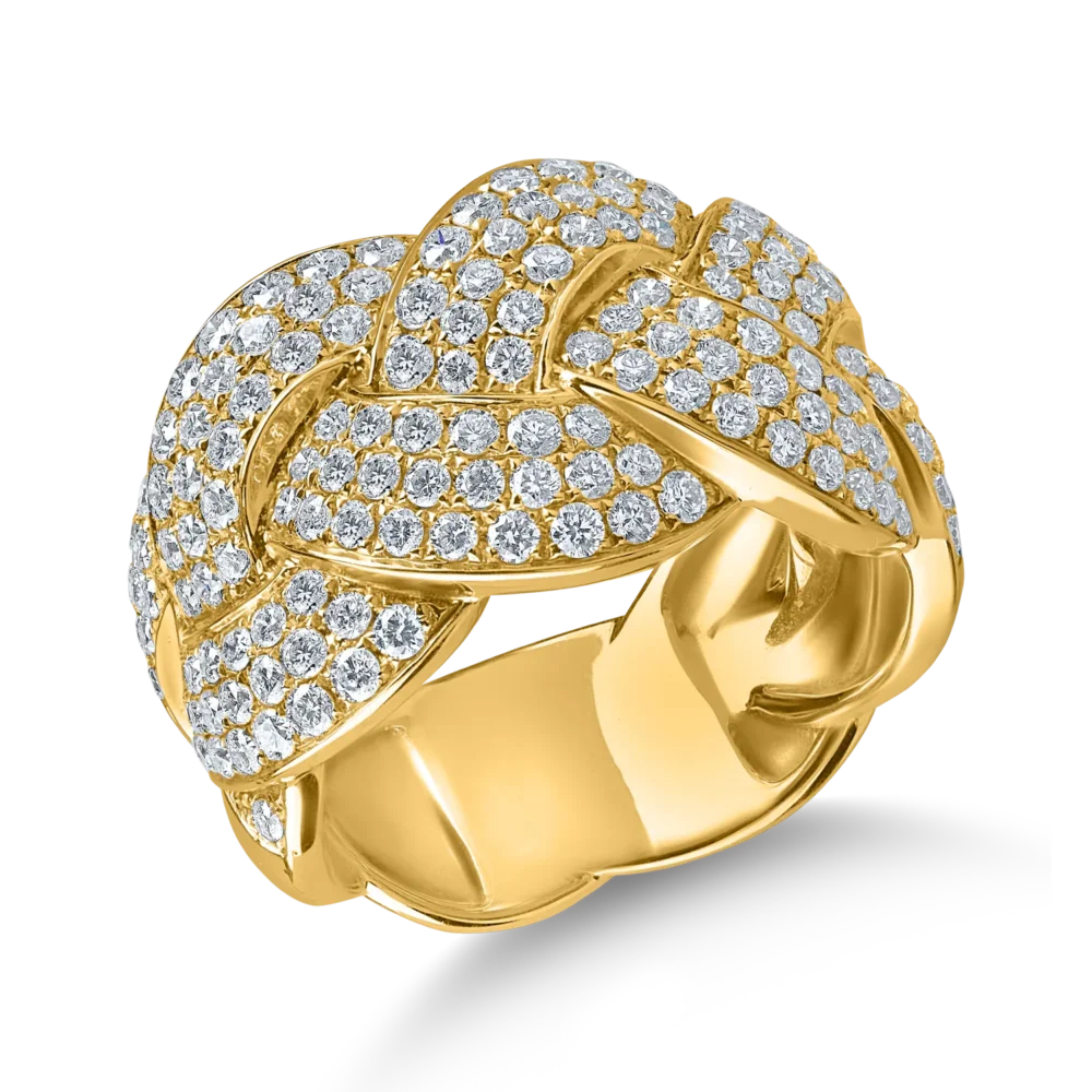 Inel impletit din aur galben cu diamante 1.6ct