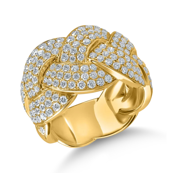 Inel impletit din aur galben cu diamante 1.6ct