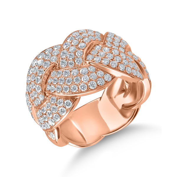 Inel impletit din aur roz cu diamante de 1.7ct