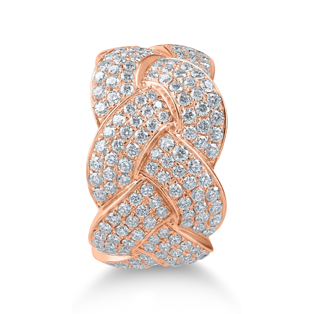 Inel impletit din aur roz cu diamante de 1.7ct - imagine 2