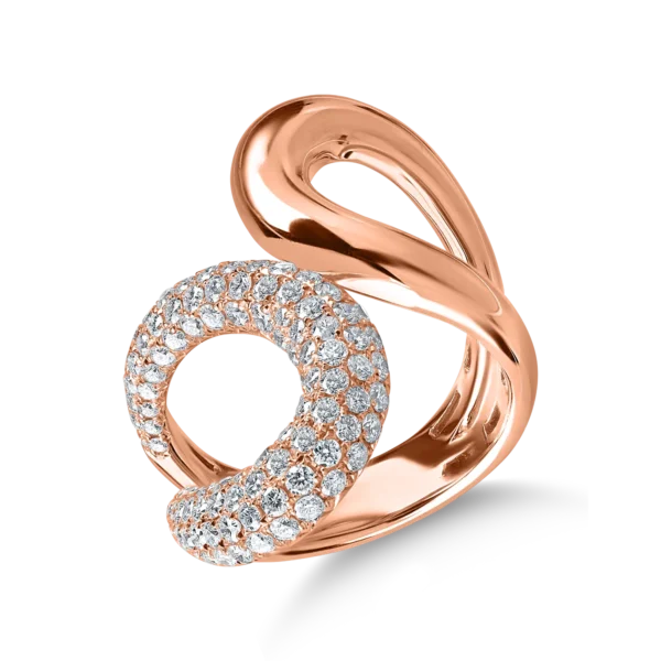 Inel geometric din aur roz cu diamante de 1.5ct