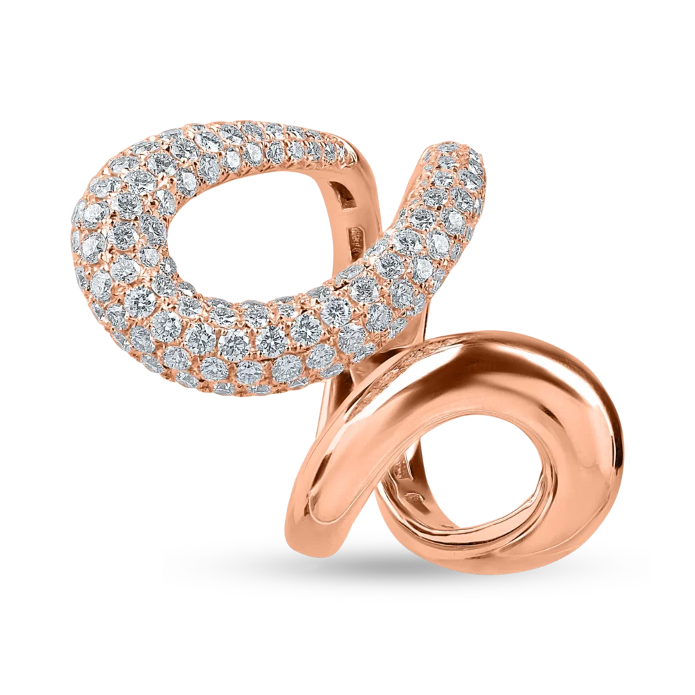 Inel geometric din aur roz cu diamante de 1.5ct - imagine 2